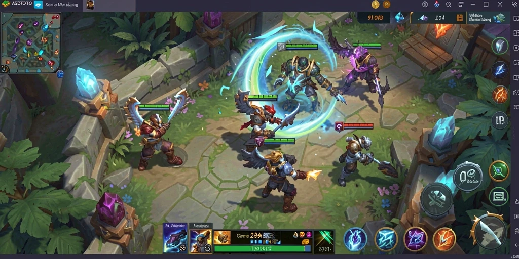 Screenshot utama memperlihatkan aksi seru dalam gameplay MOBA.