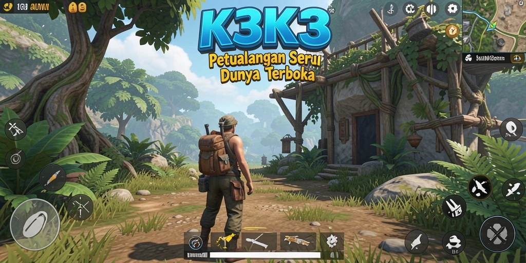 Tangkapan layar menampilkan aksi mendebarkan dalam dunia terbuka K3K3.