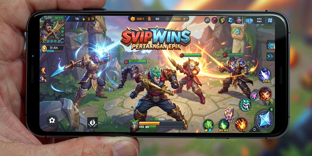 Tangkapan layar gameplay SVIPWINS yang menegangkan di arena MOBA.