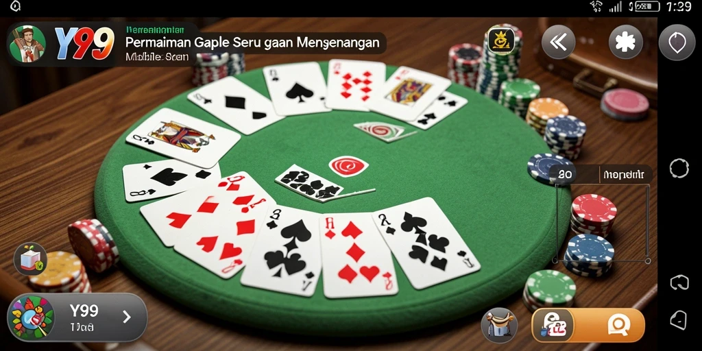 Tampilan gameplay Y89 dengan suasana permainan Gaple yang seru.